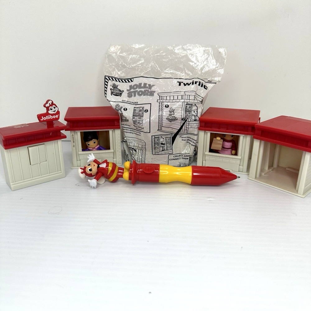 Jollibee Jolly Store Playset Toy Lot Buildings Figures & Mascot Pen Promo‎